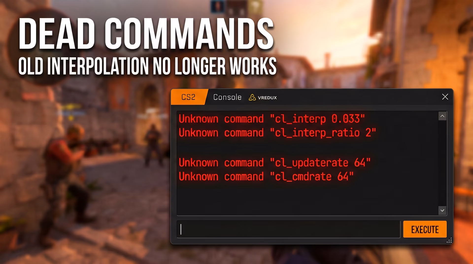 Console errors in CS2 developer console when entering deprecated commands from CS:GO