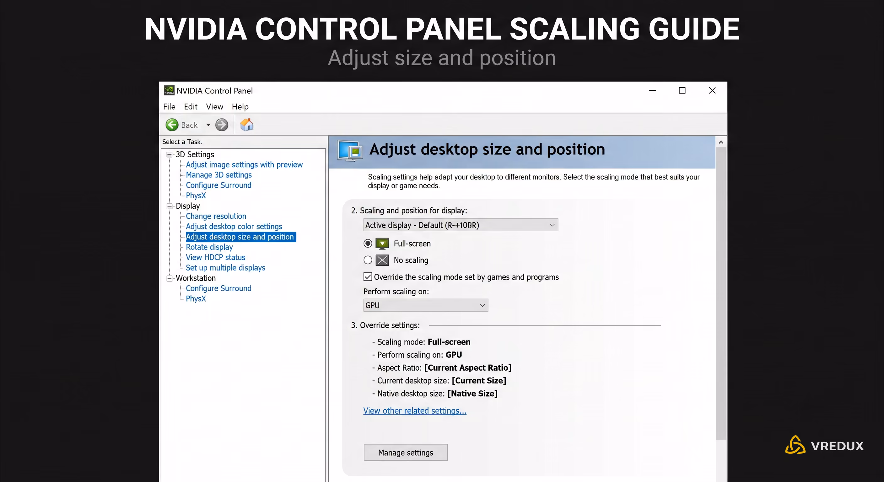 NVIDIA Control Panel scaling settings for CS2