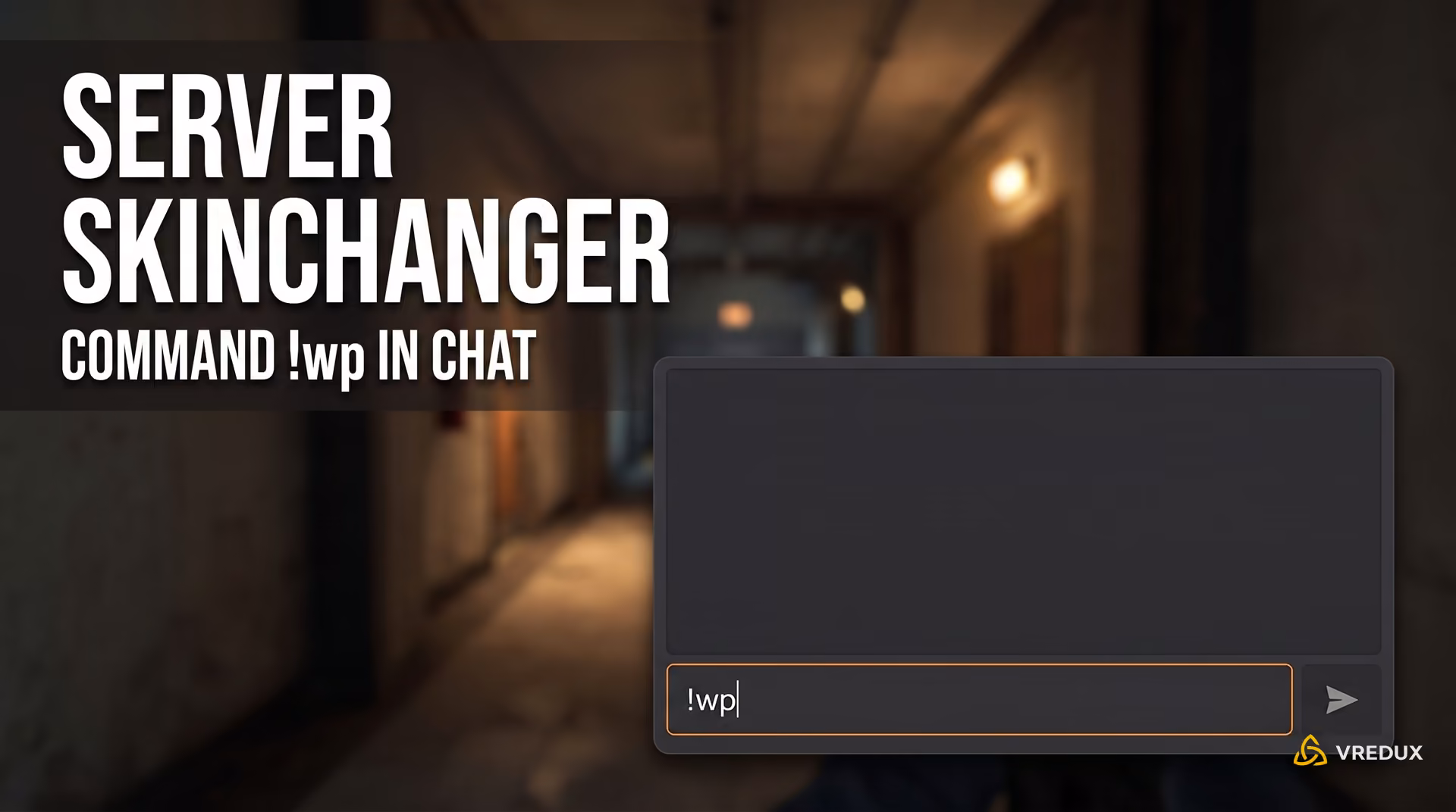 Opening the server-side skinchanger menu via the !wp chat command on a CS2 server