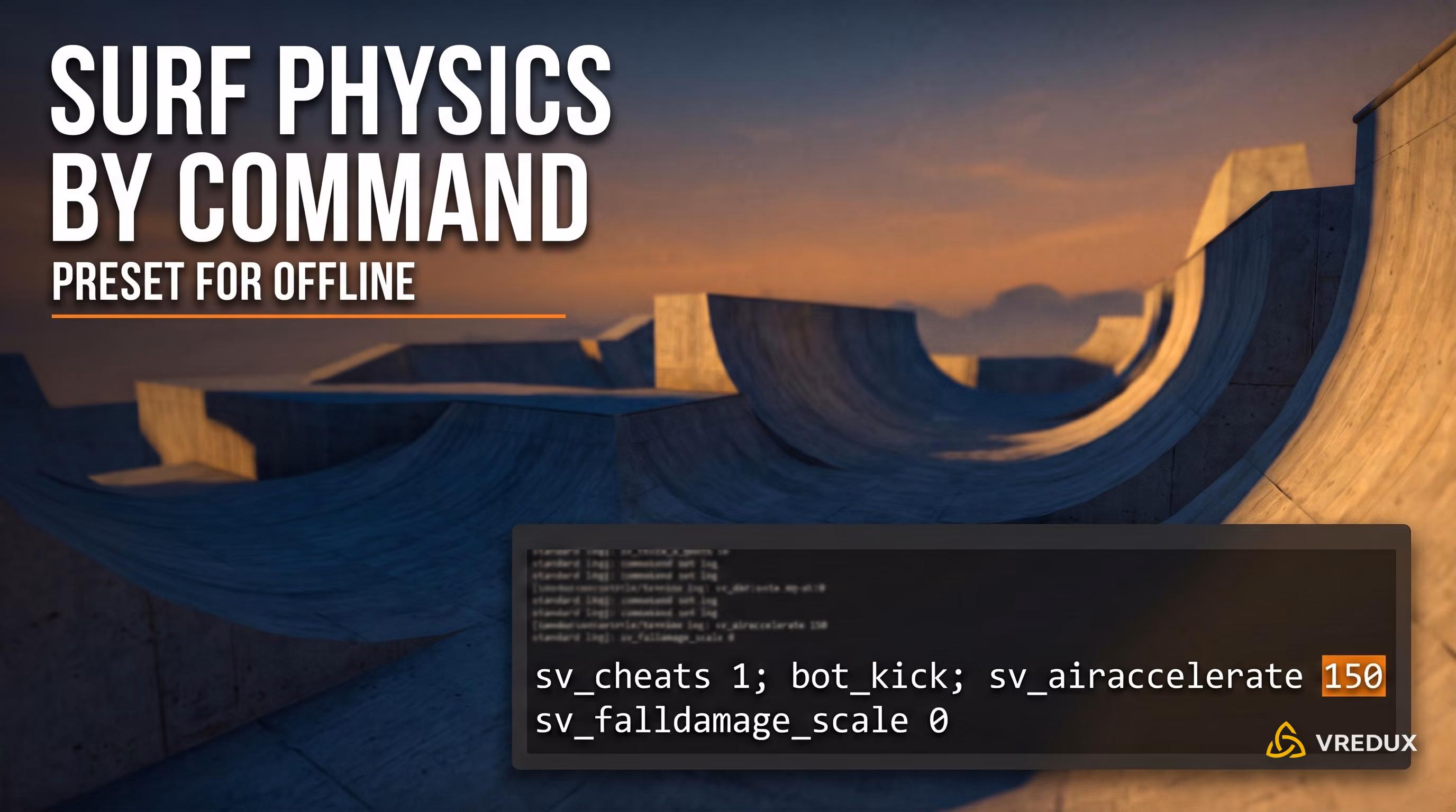 Entering console commands to configure surf physics in Counter-Strike 2
