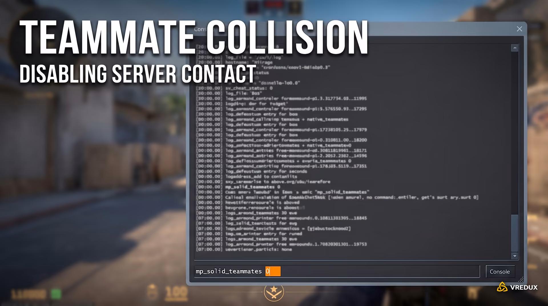 Entering the mp_solid_teammates console command in the Counter-Strike 2 developer console
