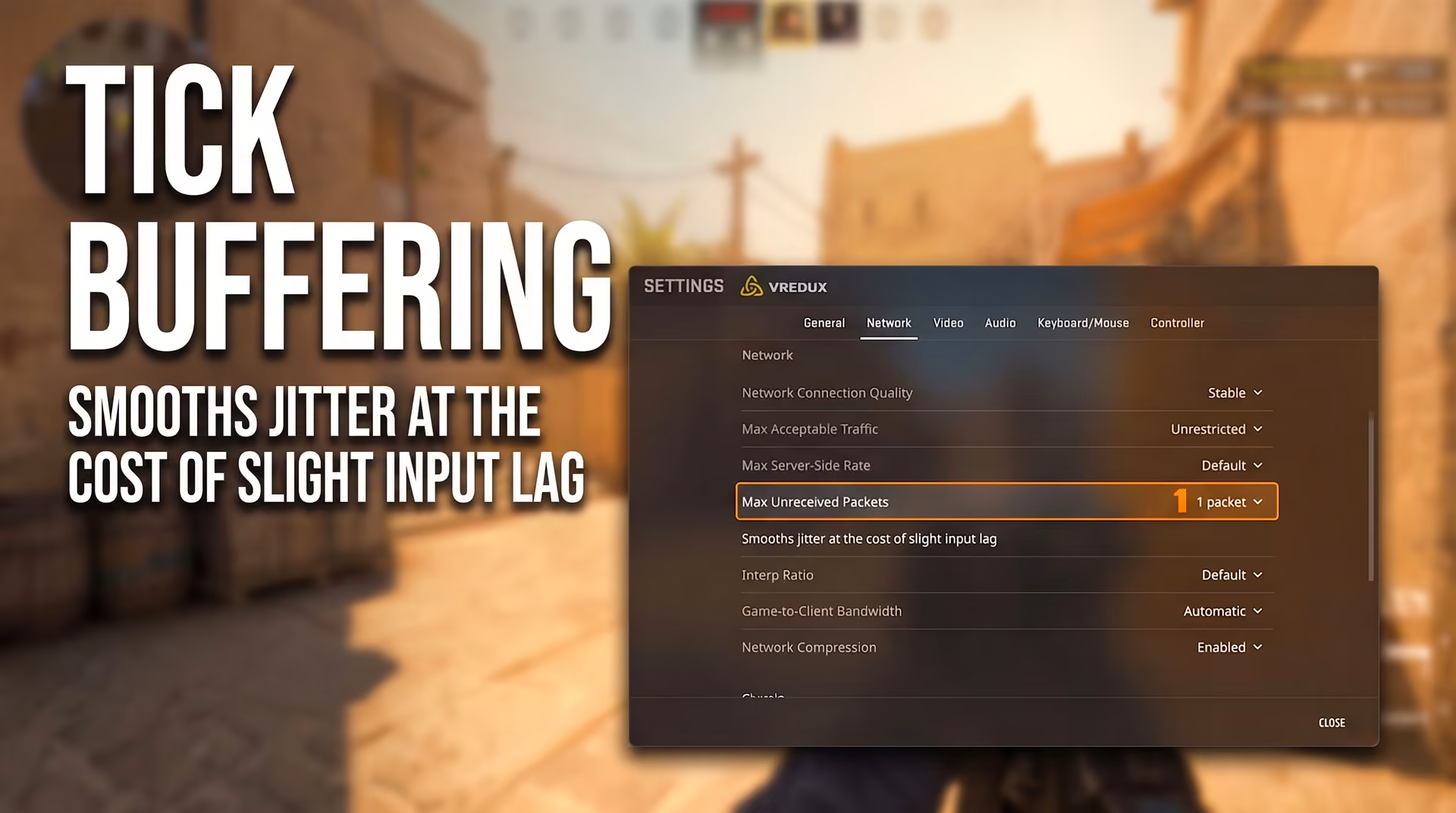 Network settings and packet buffering options in the Counter-Strike 2 main menu
