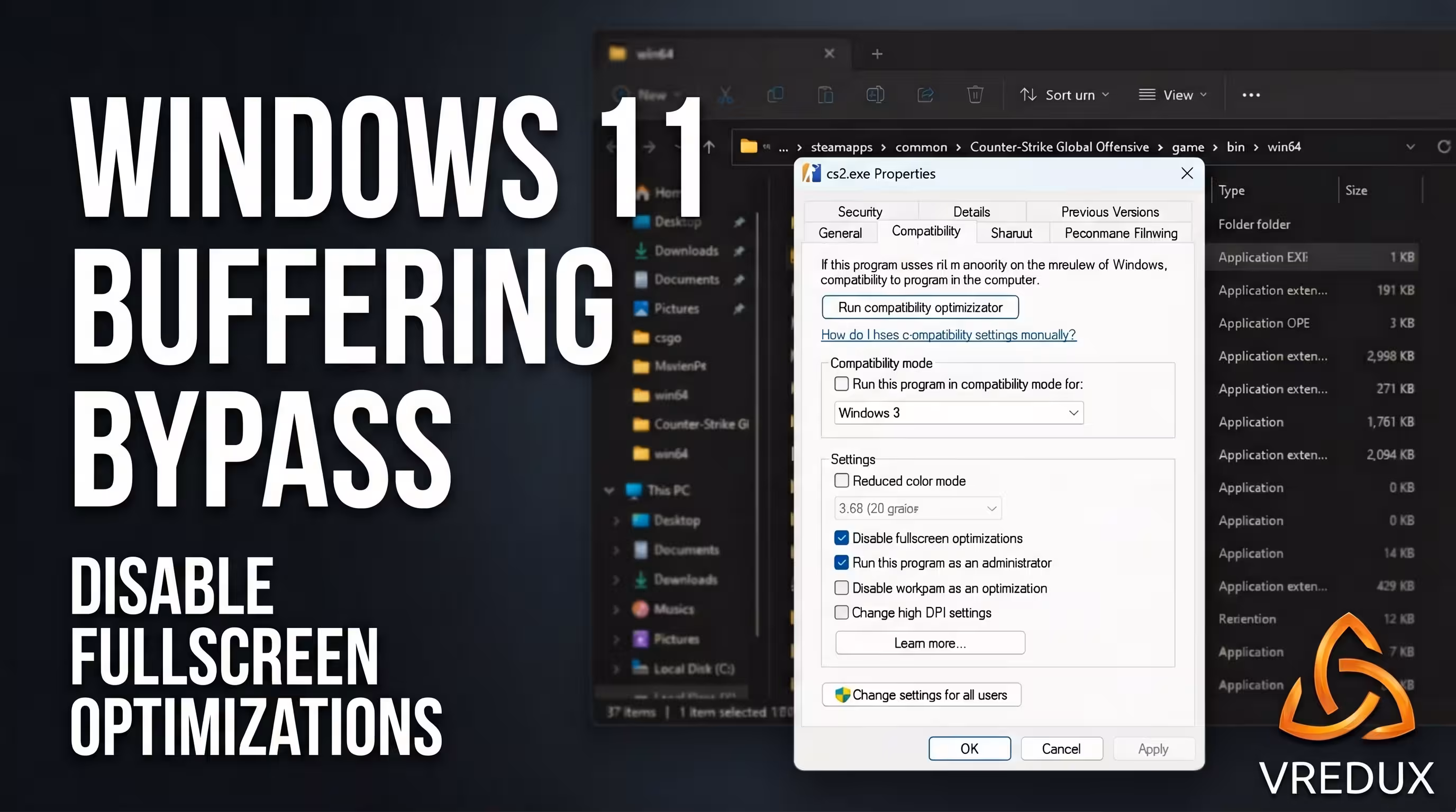 How to disable Windows 11 Fullscreen Optimizations in CS2 to reduce input lag